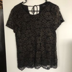 Black and gold lace Banana Republic top